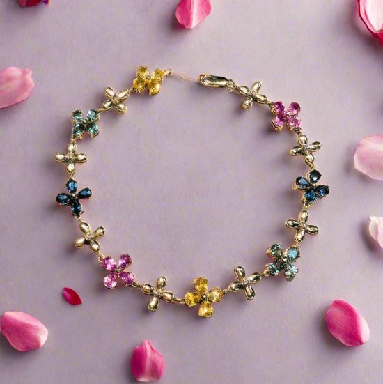 Sapphire and Diamond Floral Bracelet