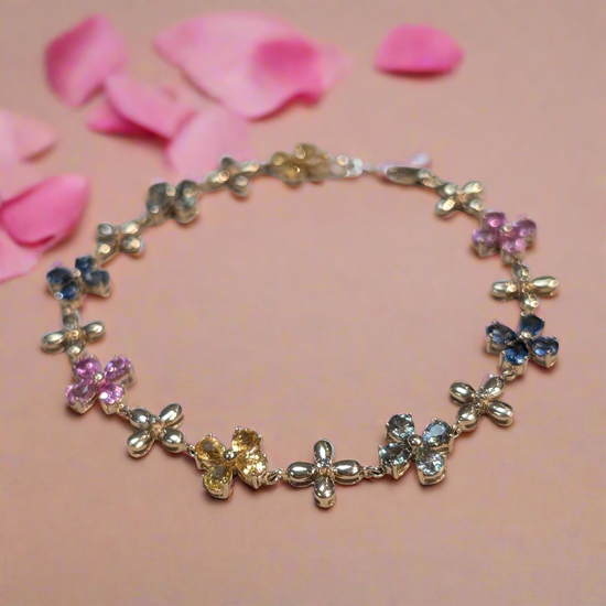 Sapphire and Diamond Floral Bracelet