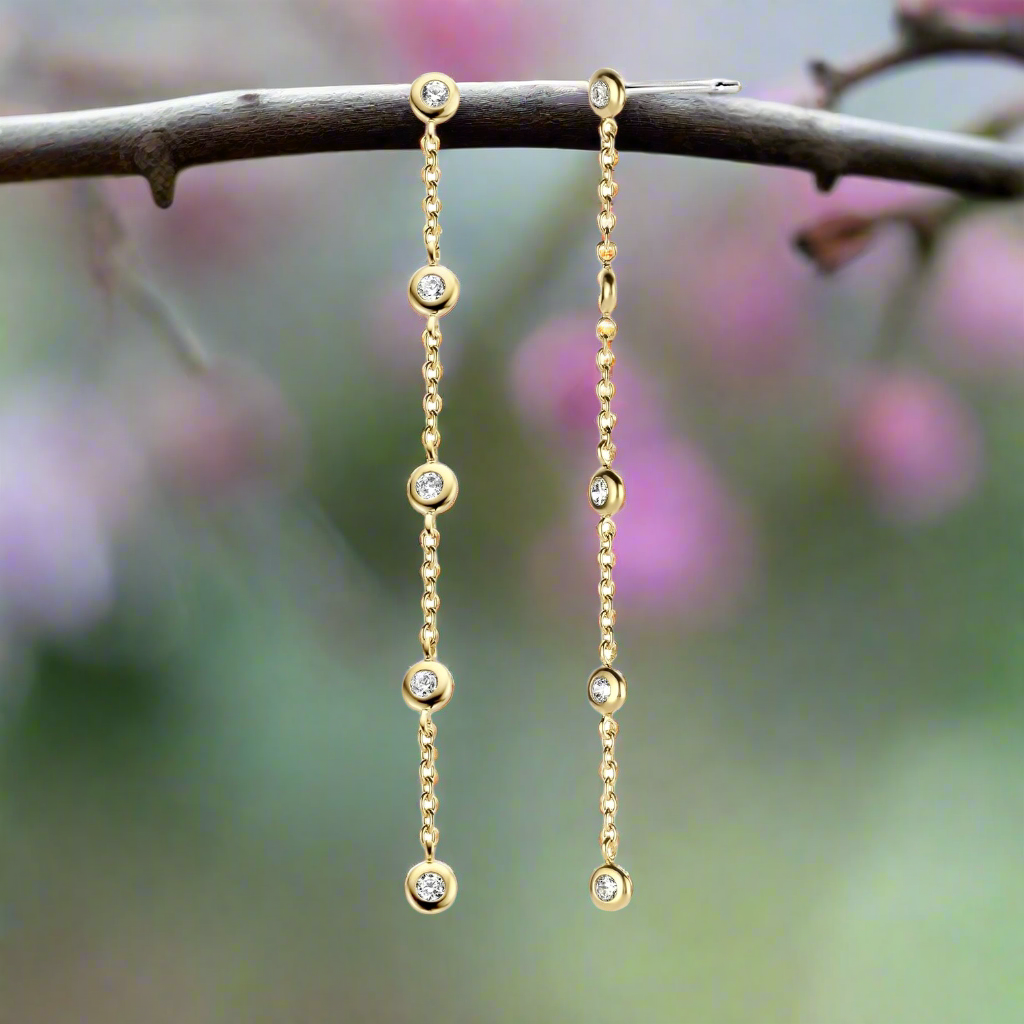 CZ Dangle Chain Earrings