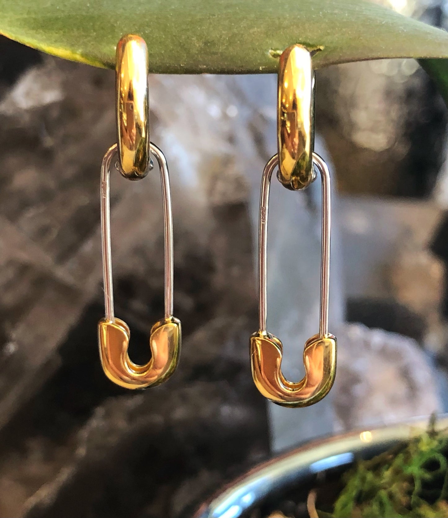 Sterling Silver Yellow Gold Plated Hoop Earrings