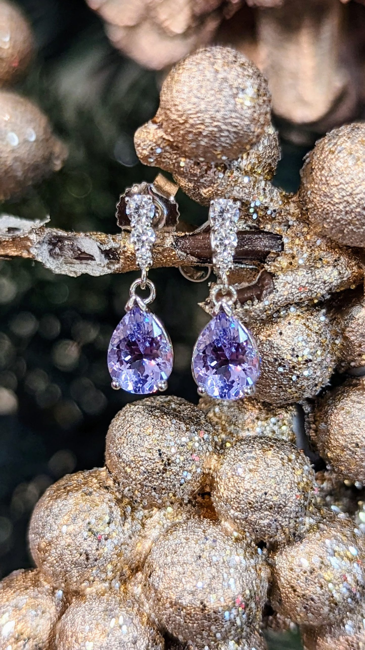 Lavender Spinel Diamond Accented earrings