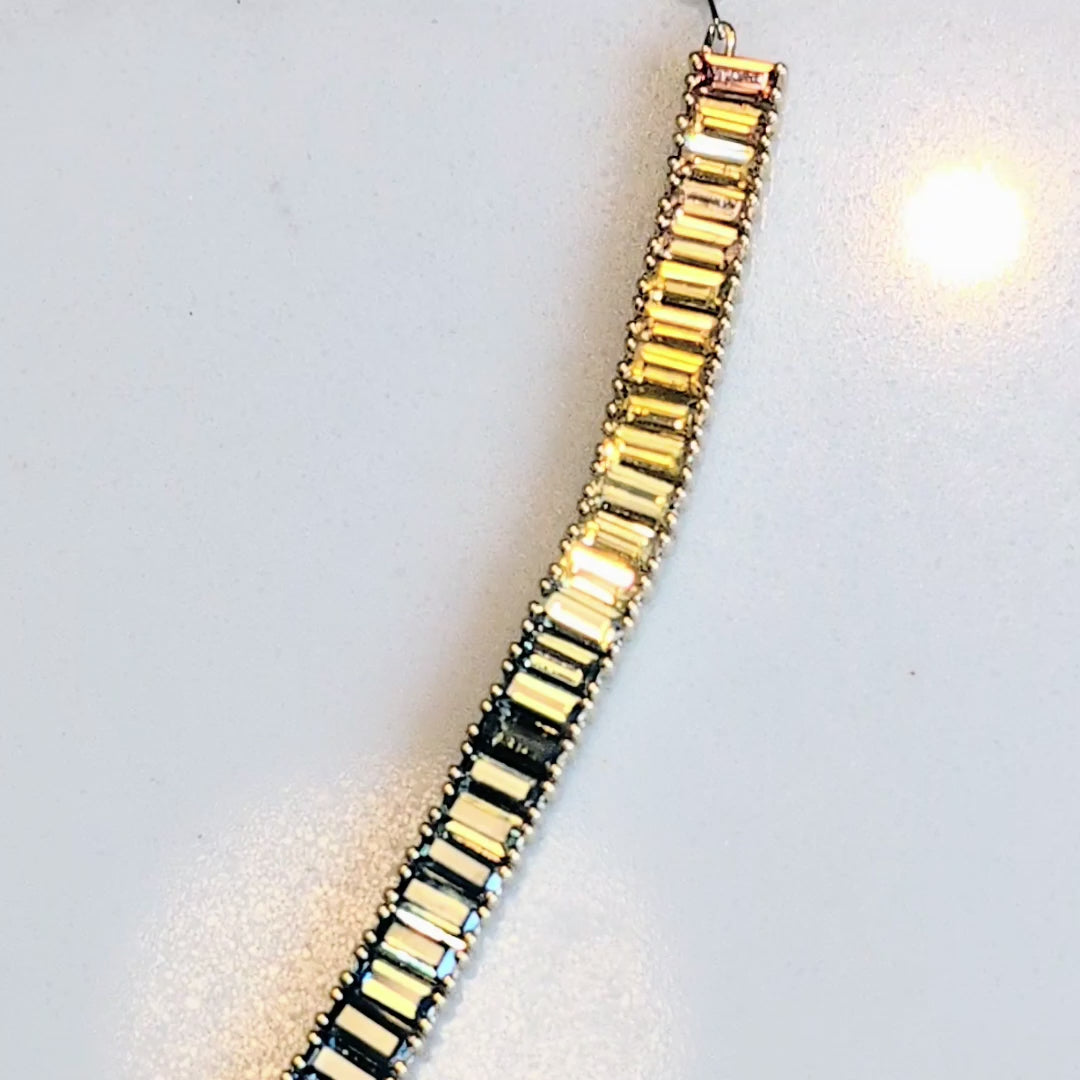 Load and play video in Gallery viewer, Rainbow Sapphire Baguette Necklace
