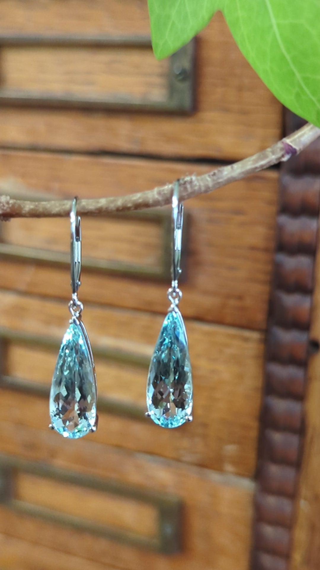 Load and play video in Gallery viewer, 9.49ct Aquamarine Dangle Earrings
