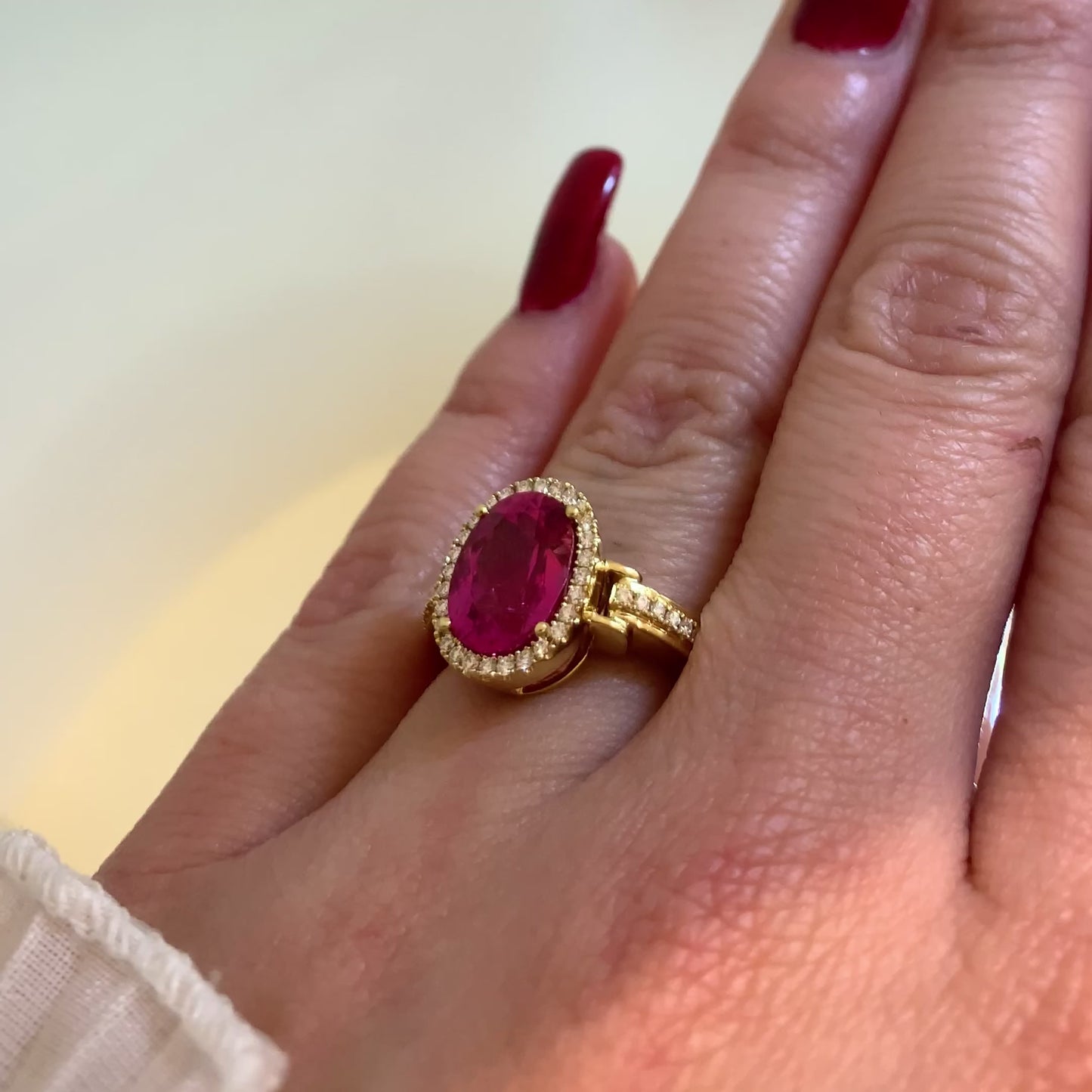 Load and play video in Gallery viewer, Pink Tourmaline Halo Ring
