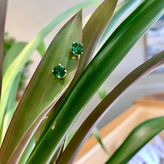 Tsavorite Round Stud Earrings