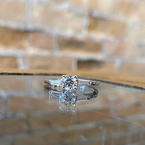 Load image into Gallery viewer, Round Brilliant Engagement Ring with Baguette Accents

