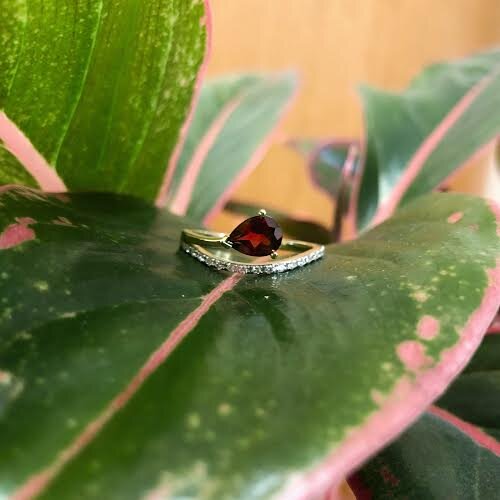 Red Garnet Swoop Ring