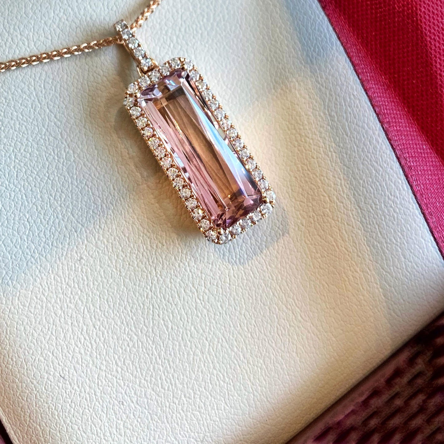Zoma Color Pink Tourmaline &amp; Diamond Pendant