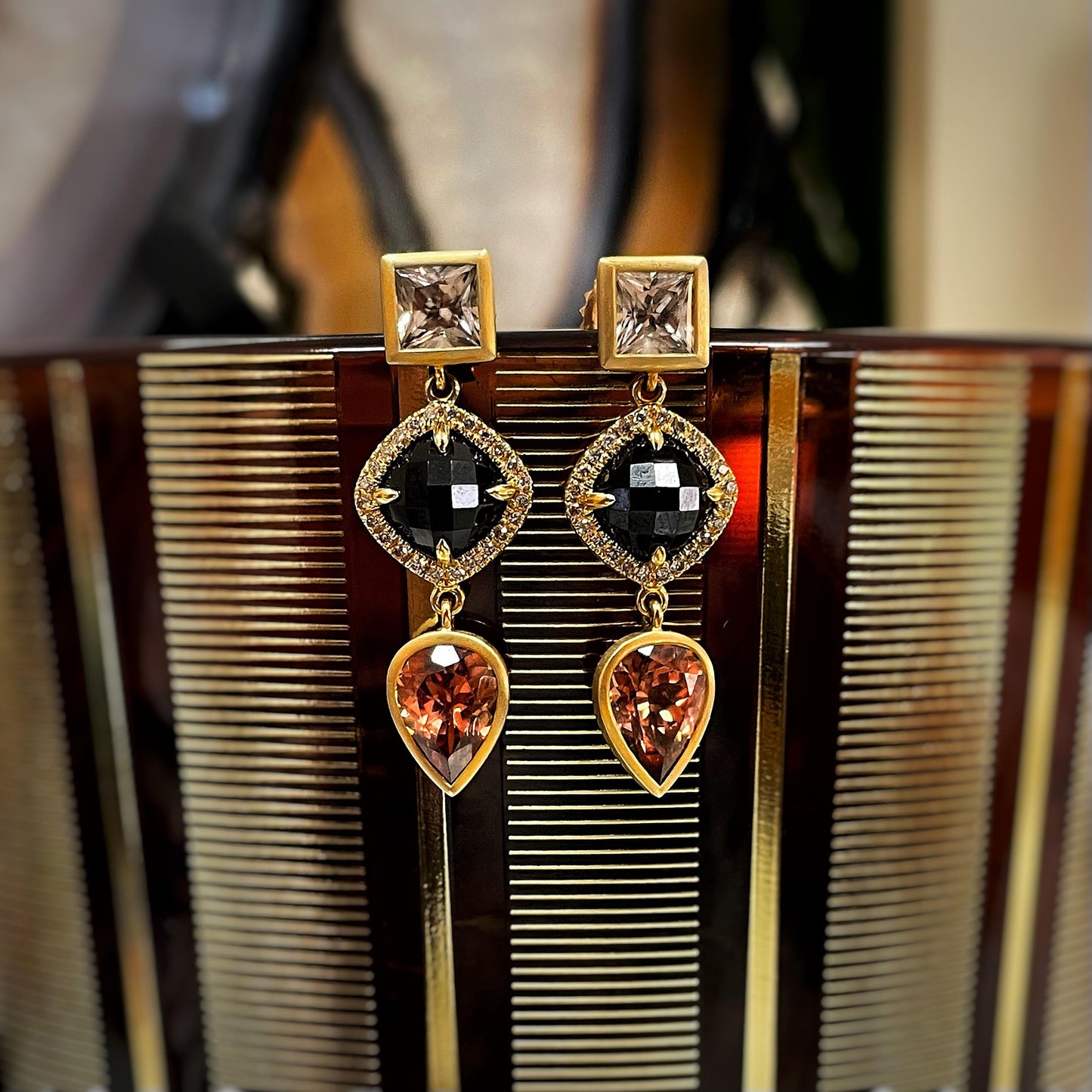 Kimberly Collins Black Spinel and Zircon Dangles