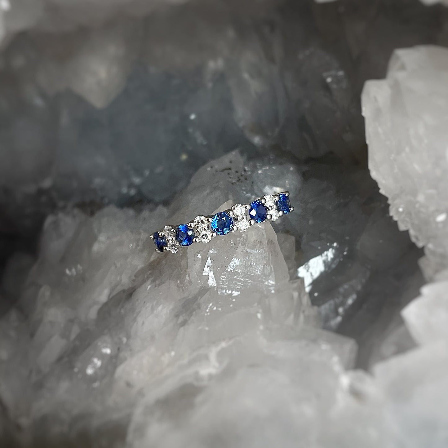 Zeghani Blue Sapphire and Diamond Ring