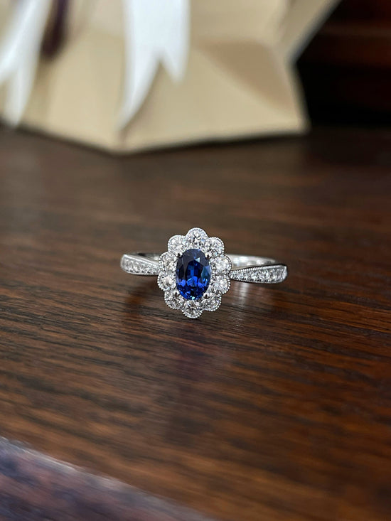 Stanton Color Blue Sapphire and Diamond Ring