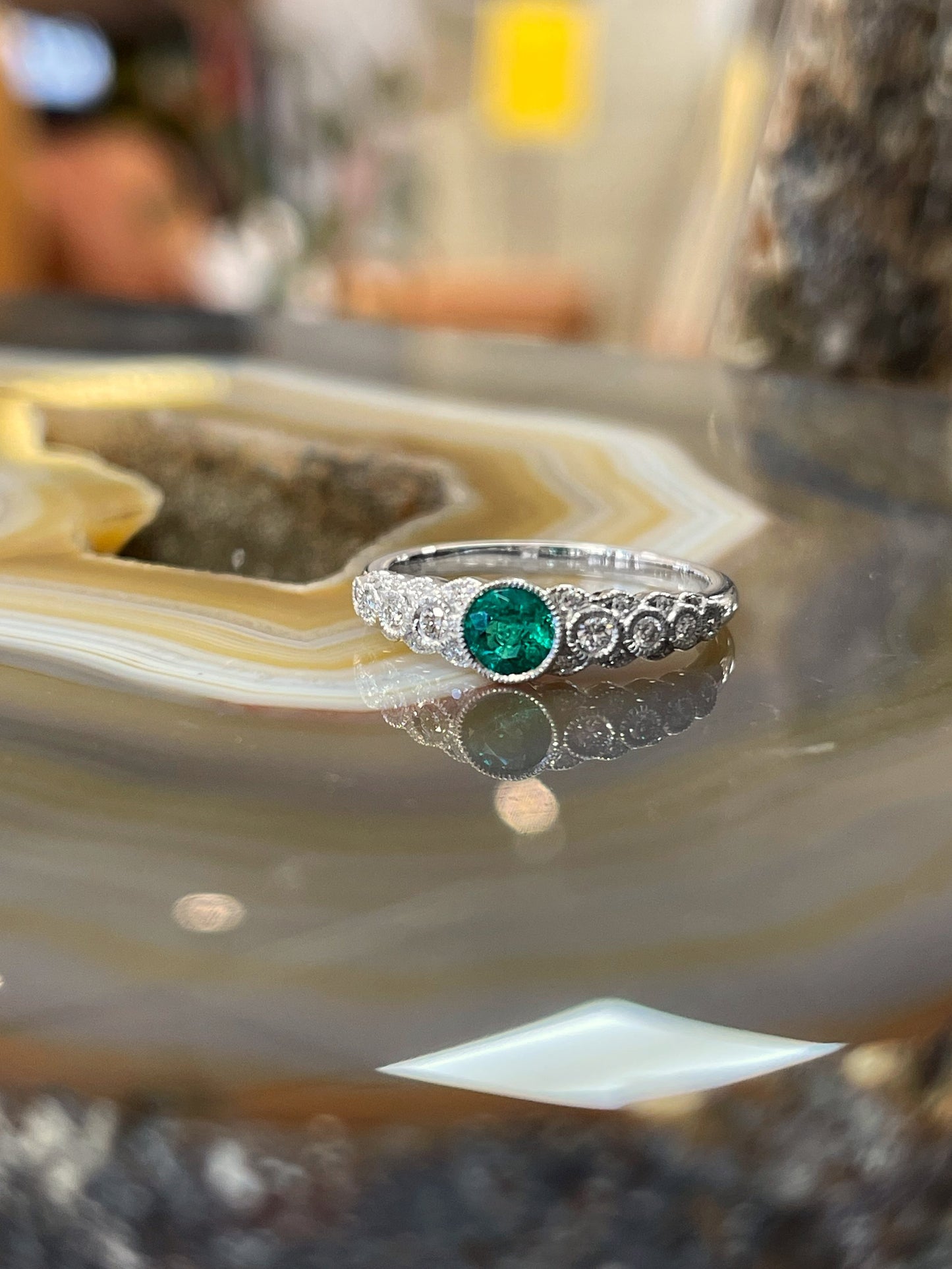 Stanton Color Emerald and Diamond Ring