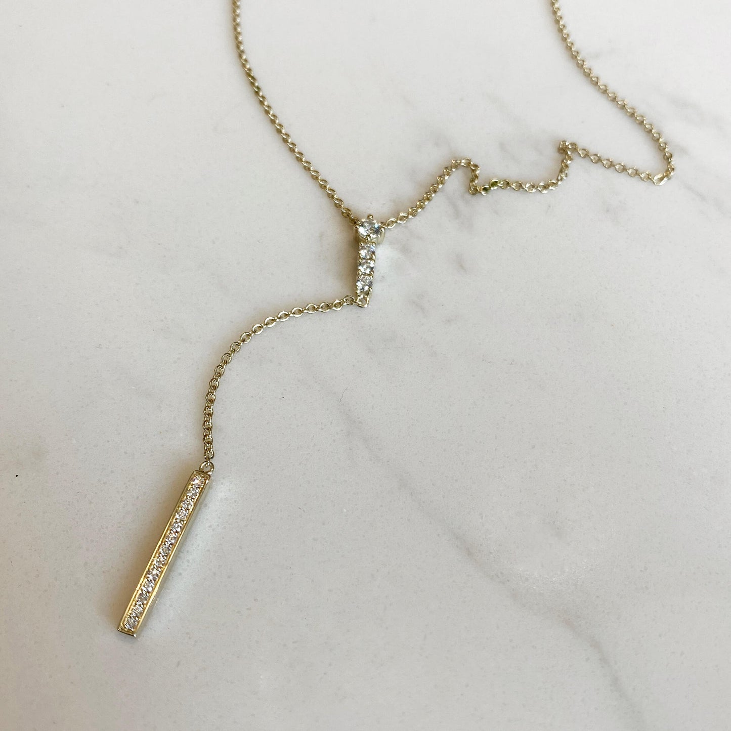 Load image into Gallery viewer, Breuning &amp;quot;Y&amp;quot; Diamond Stick Necklace
