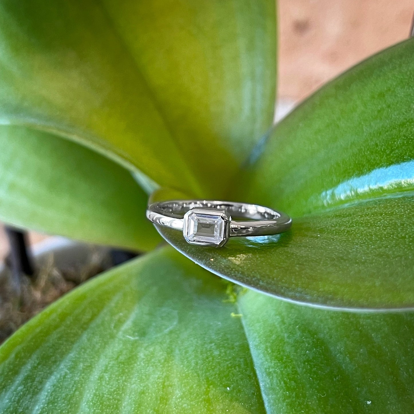 Emerald-Cut Cubic Zirconia Ring