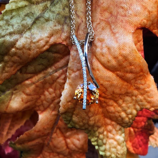 Load image into Gallery viewer, Breuning Citrine and Diamond Pendant
