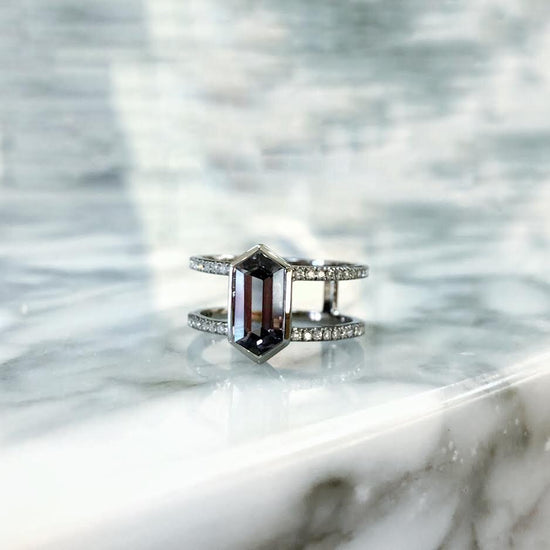 Load image into Gallery viewer, Kim Collins Hexagon Gray Spinel Ring
