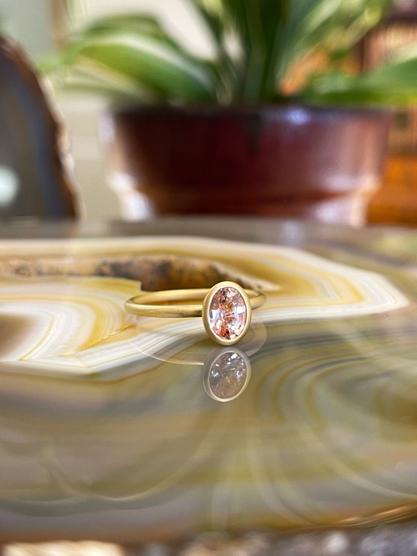 Kim Collins Peach Sapphire Yumdrop Ring