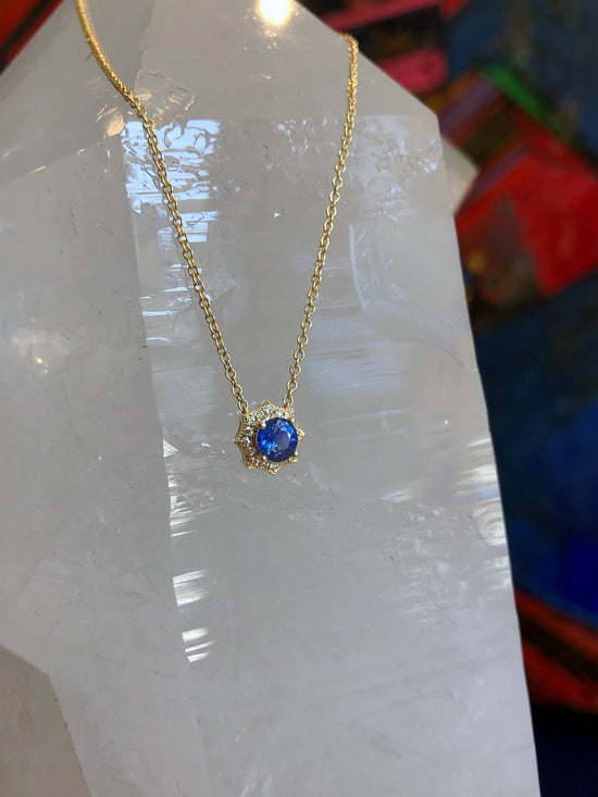 Stanton Color Blue Sapphire and Diamond Web Necklace