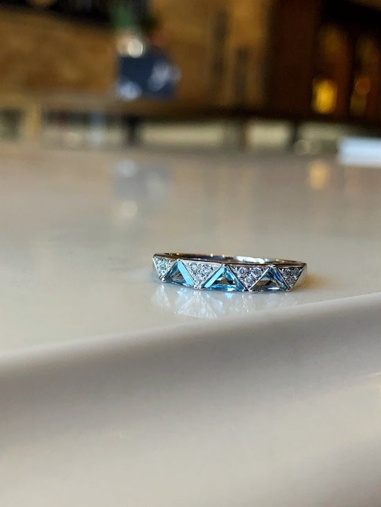 Load image into Gallery viewer, Blue Topaz and Diamond Band
