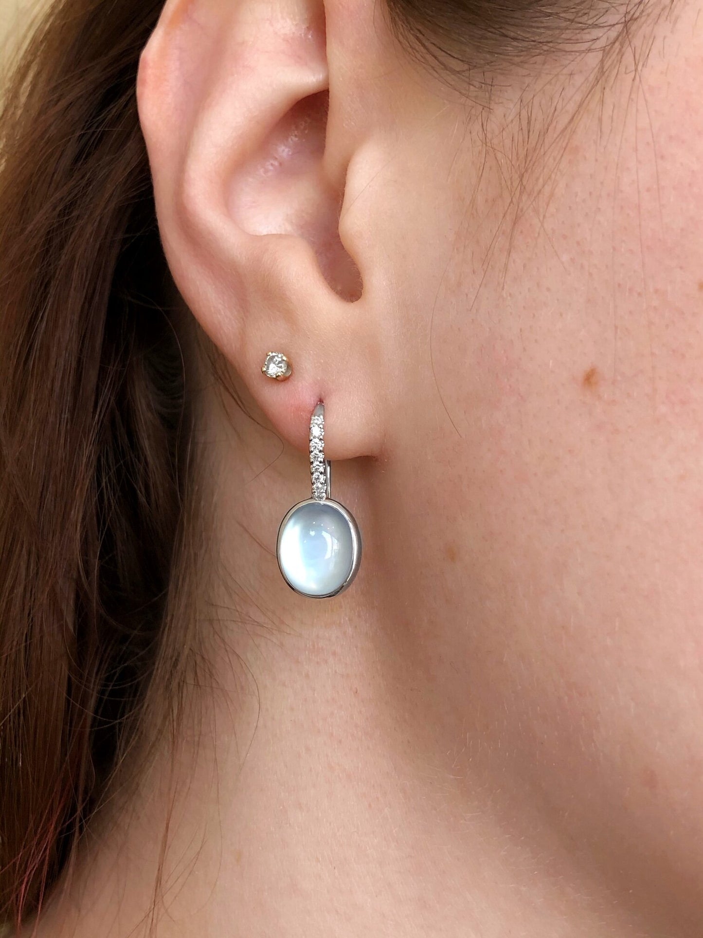Blue Topaz Over Mother of Pearl Earrings