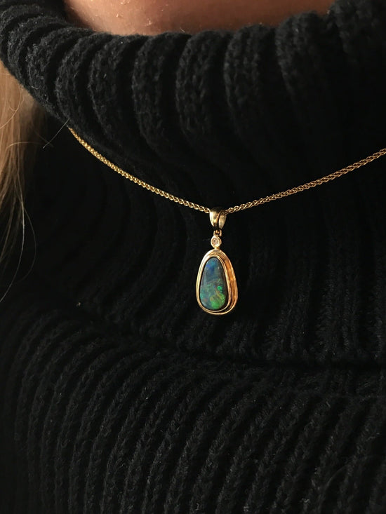 Load image into Gallery viewer, Dowdy Opal Diamond and Ethiopian Opal Pendant
