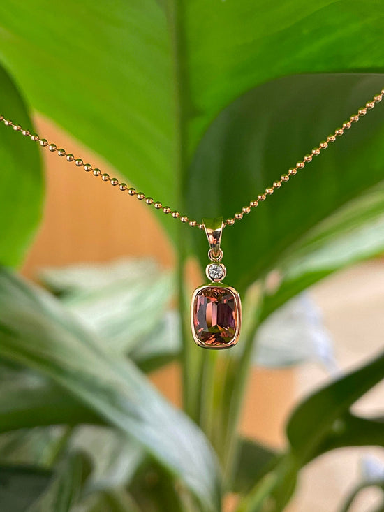 Load image into Gallery viewer, Pink Tourmaline and Diamond Pendant
